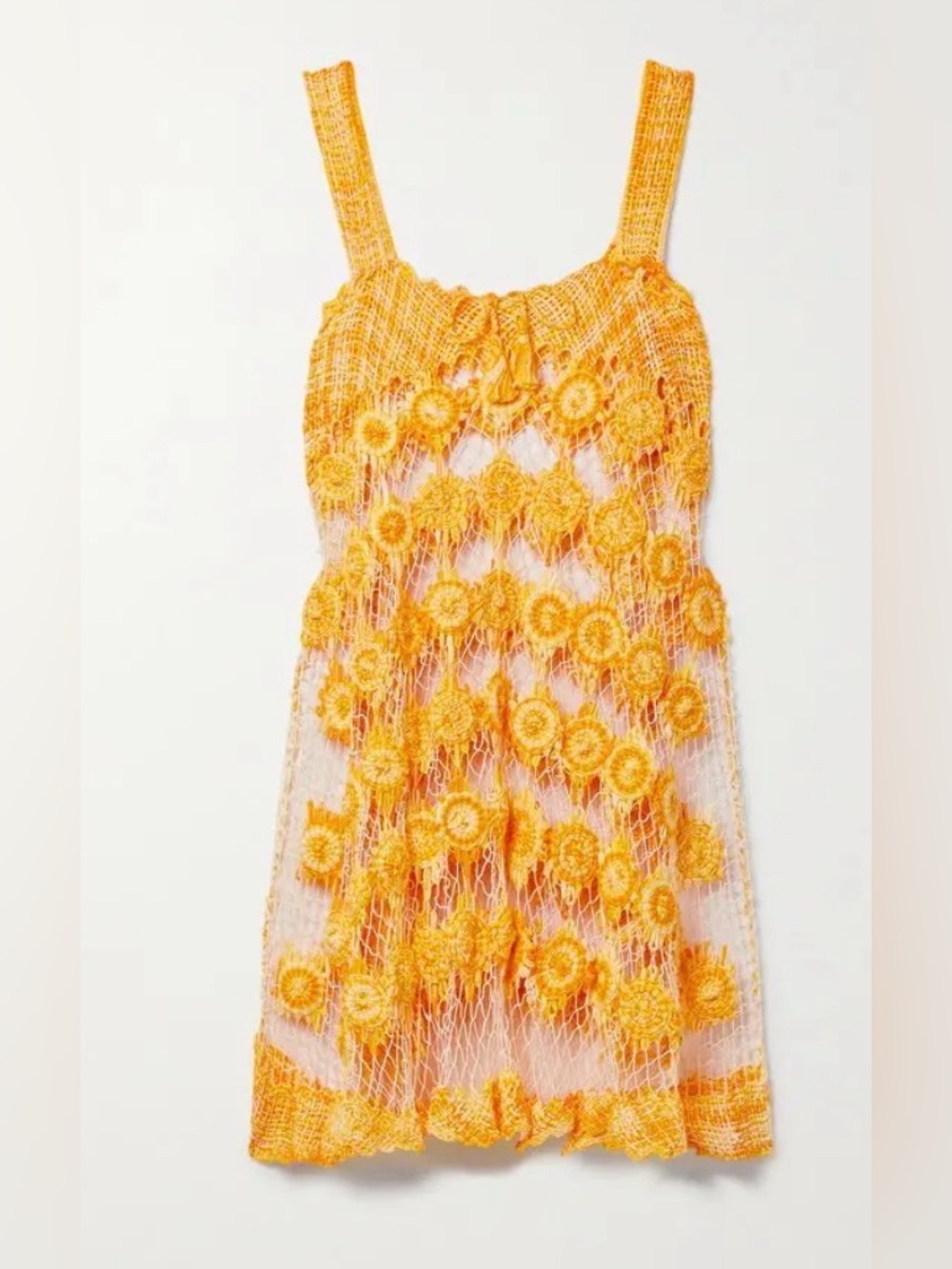 Miguelina Net Sustain Vana Crocheted Floral Cotton Mini Dress Mesh Cover Up Boho